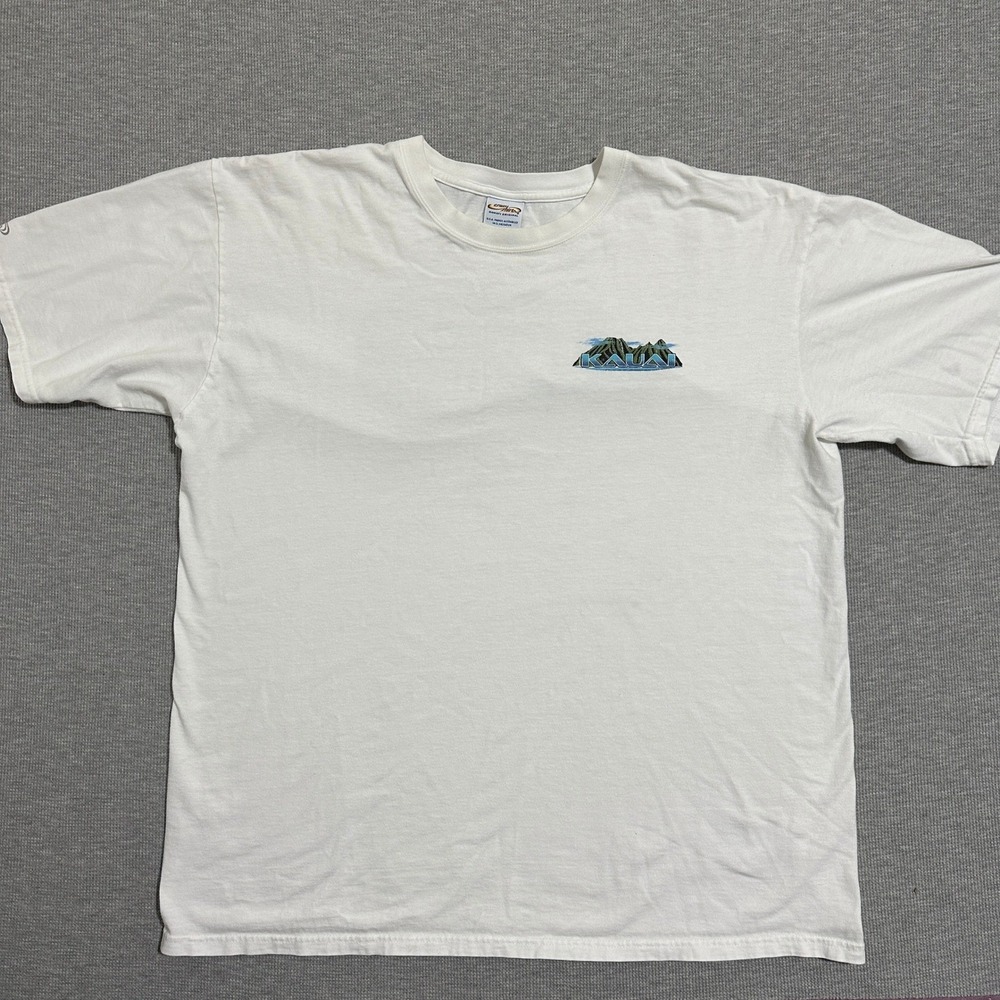 Crazy Shirts Kauai‎ Hawaii Graphic T-Shirt Cotton Short Sleeve White Mens XL